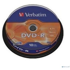 Verbatim Диски DVD-R 4.7Gb 16х, 10 шт, Cake Box (43523)