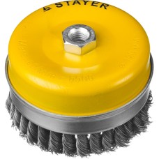 STAYER 120 мм, жгутированная стальная проволока 0.5 мм, чашечная щетка-крацовка для УШМ, Professional (35137-120)