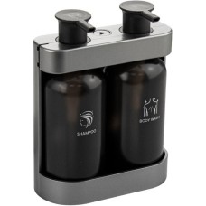 GFmark - Дозатор для жидкого мыла, антивандальный, двойной ( 2 х 380 мл ), из высокопрочного АБС пластика, цвет корпуса СЕРЕБРО. 6231