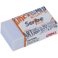 DELI Ластик EH00310 Scribe Plus 40x22x12мм белый индивидуальная картонная упаковка