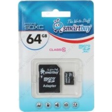 Карта памяти SMARTBUY (SB64GBSDCL10-01) MicroSDXC 64GB Class10 UHS-1 + адаптер