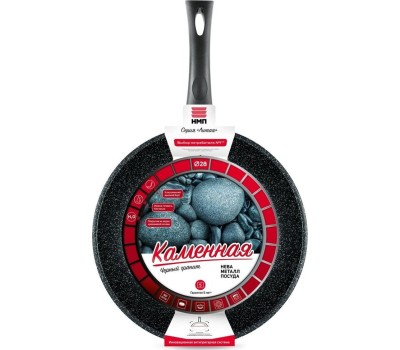 Сковорода НЕВА МЕТАЛЛ ПОСУДА 18128 а/пр литая 28см Черный гранит
