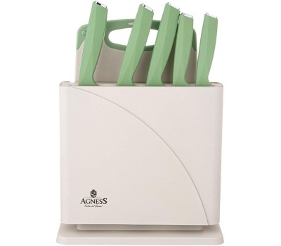 Набор ножей AGNESS 911-763 на пластиковой подставке + разделочная доска (7 предметов)