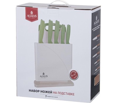 Набор ножей AGNESS 911-763 на пластиковой подставке + разделочная доска (7 предметов)