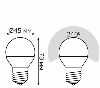 Лампочка GAUSS Лампа LED E27, шар, 6.5Вт, 10 шт. [105102207]