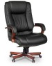 Кресло компьютерное БЮРОКРАТ Кресло руководителя T-9925WALNUT, кожа/искусственная кожа, до 200кг, механизм со смещенной осью, черный
