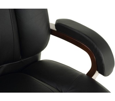 Кресло компьютерное БЮРОКРАТ Кресло руководителя T-9925WALNUT, кожа/искусственная кожа, до 200кг, механизм со смещенной осью, черный
