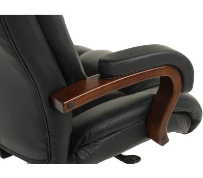 Кресло компьютерное БЮРОКРАТ Кресло руководителя T-9925WALNUT, кожа/искусственная кожа, до 200кг, механизм со смещенной осью, черный