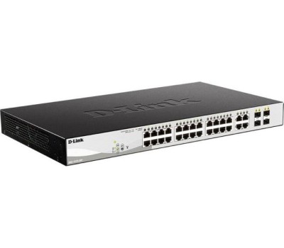 D-LINK SMB D-Link DGS-1210-28P/F5A Управляемый L2 коммутатор с 24 портами 10/100/1000Base-T и 4 комбо-портами 100/1000Base-T/SFP (24 порта PoE 802.3af/at, PoE-бюджет 193 Вт)