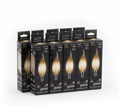 GAUSS Лампа LED E14, свеча на ветру, 7Вт, одна шт. [104801107]
