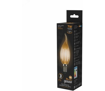 GAUSS Лампа LED E14, свеча на ветру, 7Вт, одна шт. [104801107]