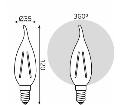 GAUSS Лампа LED E14, свеча на ветру, 7Вт, одна шт. [104801107]