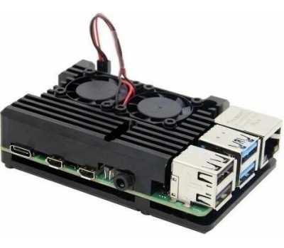 Корпус для ПК ACD Корпус RA458 Black Metal Aluminum Case with double Fans for Raspberry Pi 3B/3B+ (RASP2244)