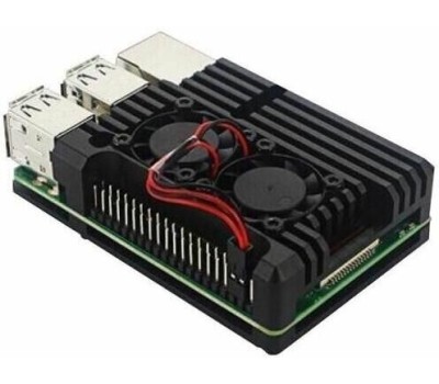 Корпус для ПК ACD Корпус RA458 Black Metal Aluminum Case with double Fans for Raspberry Pi 3B/3B+ (RASP2244)