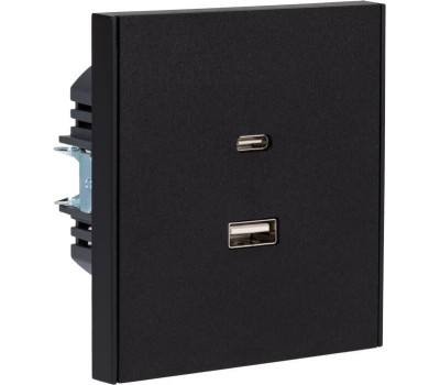 KRANZ Розетка STRONG USB-A+Type-C 3А с функцией быстрой зарядки антрацит