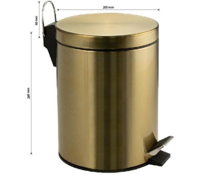 САНАКС - Ведро из нержавеющей стали, с педалью, круглое, 5 литров, цвет МАТОВОЕ ЗОЛОТО. 105-G