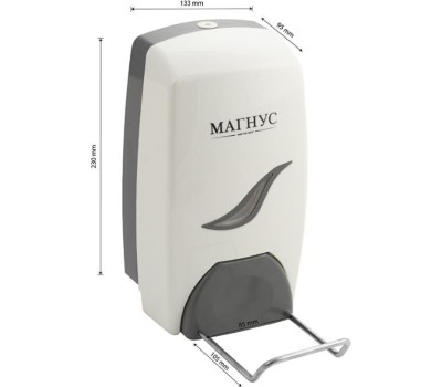 МАГНУС - Дозатор жидкого МЫЛА, ЛОКТЕВОЙ, пластик АБС, БЕЛЫЙ, 1000 мл 695