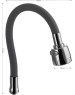 САНАКС - Излив к смесителю на кухню, ГИБКИЙ с большим двухрежимным аэратором, из нержавеющей стали, в силиконовой оболочке, С ГАЙКОЙ, цвет СЕРЫЙ. 10721