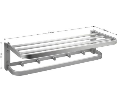 ТИТАН - Полка для полотенца с опорой, большая, матовая алюминиевая 76140