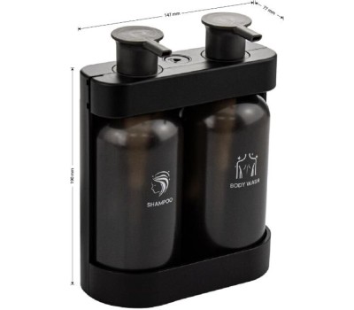 GFmark - Дозатор для жидкого мыла, антивандальный, двойной ( 2 х 380 мл ), из высокопрочного АБС пластика, цвет корпуса СЕРЕБРО. 6231