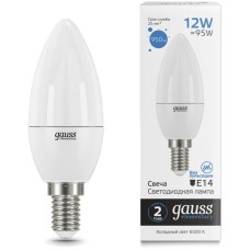 GAUSS Лампа светодиодная Elementary 30232 12Вт цок.:E27 свеча 220B св.свеч.бел.хол. (упак.:10шт)