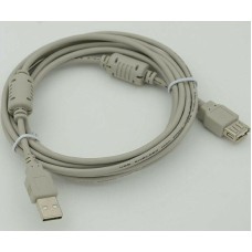 NONAME Кабель-удлинитель USB2.0 USB A(m) - USB A(f), ферритовый фильтр , 3м, серый [744792]