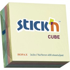 STICK`N Блок самоклеящийся бумажный 21013 76x76мм 400лист. 70г/м2 пастель 4цв.в упак