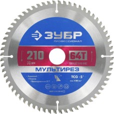 ЗУБР Диск пильный по алюм./дер./ЛДСП 36907-210-30-64_z01 d=210мм d(посад.)=30мм (торцовочные пилы)