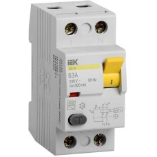 IEK Выключатель дифф.тока УЗО MDV10-2-063-300 ВД1-63 63A 300мА AC 2П 230В 2мод белый (упак.:1шт)