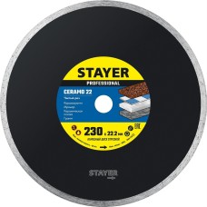 STAYER Ceramo-22, d 230 мм, (22.2 мм, 5 х 2.4 мм), сплошной алмазный диск, Professional (3664-230)