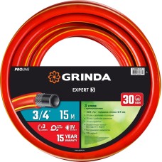 GRINDA EXPERT 3, 3/4″, 15 м, 30 атм, трёхслойный, армированный, поливочный шланг, PROLine (8-429005-3/4-15)