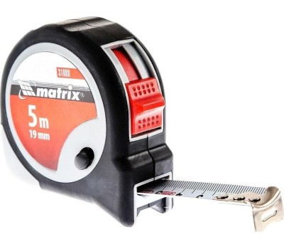 Рулетки MATRIX Рулетка Continuous fixation, 5 м х 19 мм, двухкомпонентный корпус, плавная фиксация 31088
