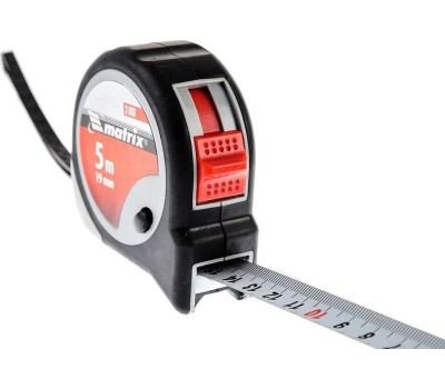 Рулетки MATRIX Рулетка Continuous fixation, 5 м х 19 мм, двухкомпонентный корпус, плавная фиксация 31088