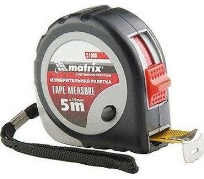 Рулетки MATRIX Рулетка Continuous fixation, 5 м х 19 мм, двухкомпонентный корпус, плавная фиксация 31088