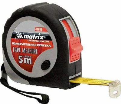 Рулетки MATRIX Рулетка Continuous fixation, 5 м х 19 мм, двухкомпонентный корпус, плавная фиксация 31088