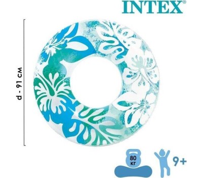 Круг для плавания INTEX Круг надувной для плавания 91 см. Ясный цвет Новый дизайн (3 вида). Арт. 59251NP