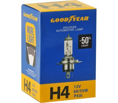Лампа галогенная GOODYEAR GY014124 лампа галогенная автомобильная Н4 12V 60/55W P43t More Light