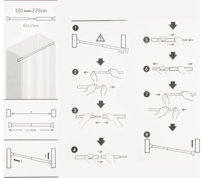 Карниз в ванную GFMARK 100016 Карниз в ванную телескопический 1200х2200 мм, прямой хромированный из алюминия, овальная труба