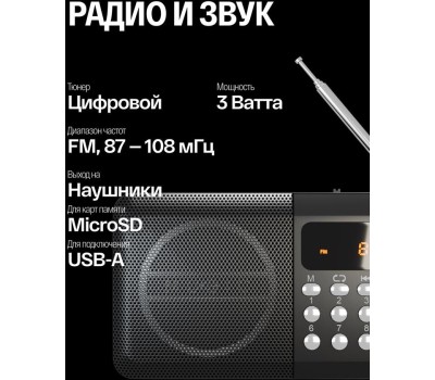 Радиоприемник SOUNDMAX SM-RD2116(чёрный)