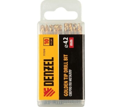 Сверло DENZEL Сверло по металлу, 4,2 мм, HSS-Tin, Golden Tip, 10 шт. 717210