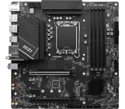 Материнская плата MSI Материнская плата PRO B760M-A WIFI DDR4 B760, LGA1700, 4*DDR4, 2*PCIEx16, 1*PCIEx1, 2*M.2, 1*TypeC, 2*USB3.2Gen2, 6*USB3.2Gen1, 6*USB2.0, 4*SATA3.0, 2.5G, 2*DP, 2*HDMI, M-ATX, RTL