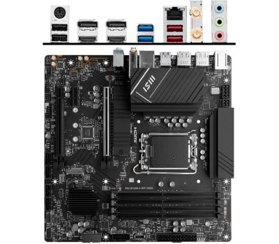 Материнская плата MSI Материнская плата PRO B760M-A WIFI DDR4 B760, LGA1700, 4*DDR4, 2*PCIEx16, 1*PCIEx1, 2*M.2, 1*TypeC, 2*USB3.2Gen2, 6*USB3.2Gen1, 6*USB2.0, 4*SATA3.0, 2.5G, 2*DP, 2*HDMI, M-ATX, RTL