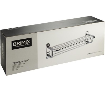 BRIMIX - Полка для полотенца с опорой, двойная, швг 600 х 220 х 190 мм, из нержавеющей стали, цвет ХРОМ. 10545