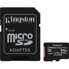 Карта памяти KINGSTON (SDCS2/64GB) 64GB SDHC CANVAS SELECT PLUS UHS-I Class 10 U1 A1 с адаптером