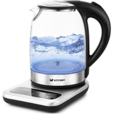 Чайник KITFORT КТ-657 нержавеющая сталь/черный (стекло)