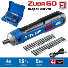 Отвертка аккумуляторная ЗУБР PSD-4S 3,6В, в кейсе с набором 33 бит