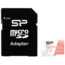 SILICON POWER Карта памяти microSDXC UHS-I U3 Superior 256 ГБ, 100 МБ/с, Class 10, SP256GBSTXDV3V20, 1 шт., без адаптера