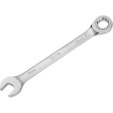 Ключ DENZEL Ключ комбинированный трещоточный, 18 мм, CrV, матовый хром 14712