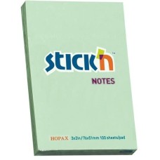 STICK`N Блок самоклеящийся бумажный 21147 51x76мм 100лист. 70г/м2 пастель зеленый