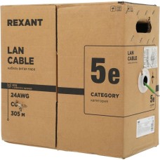 REXANT Кабель информационный 01-0061-R кат.5E UTP 4 пары 24AWG нг(А)-LSLTx внутренний 305м зеленый